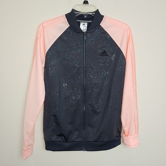 adidas Jackets & Blazers - Adidas | Black Embossed Floral Track jacket